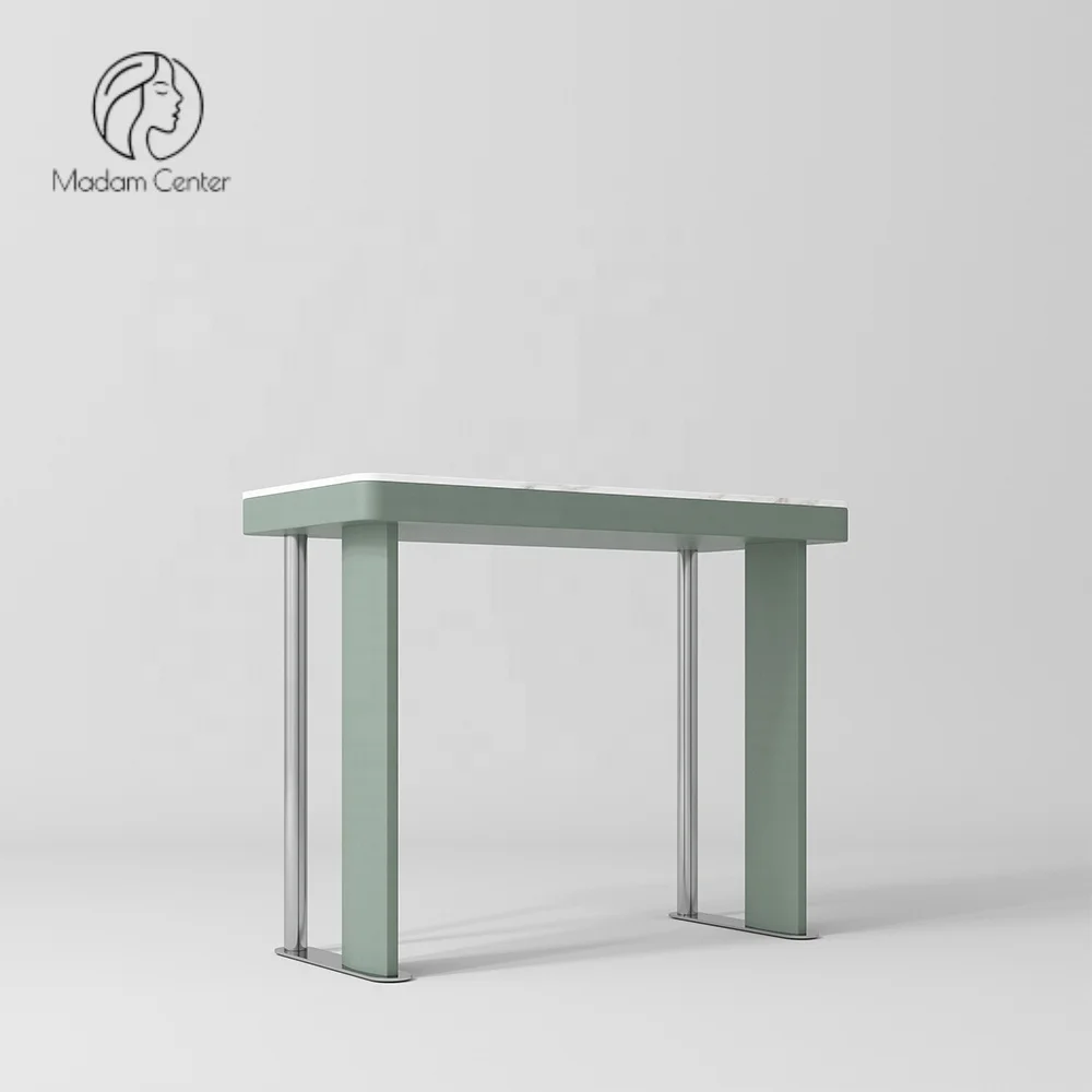 Madamcenter Elegant Luxury Modern Double Seat Nail Art Technician Manicure Nail Salon Table Dust Collector Marble Top
