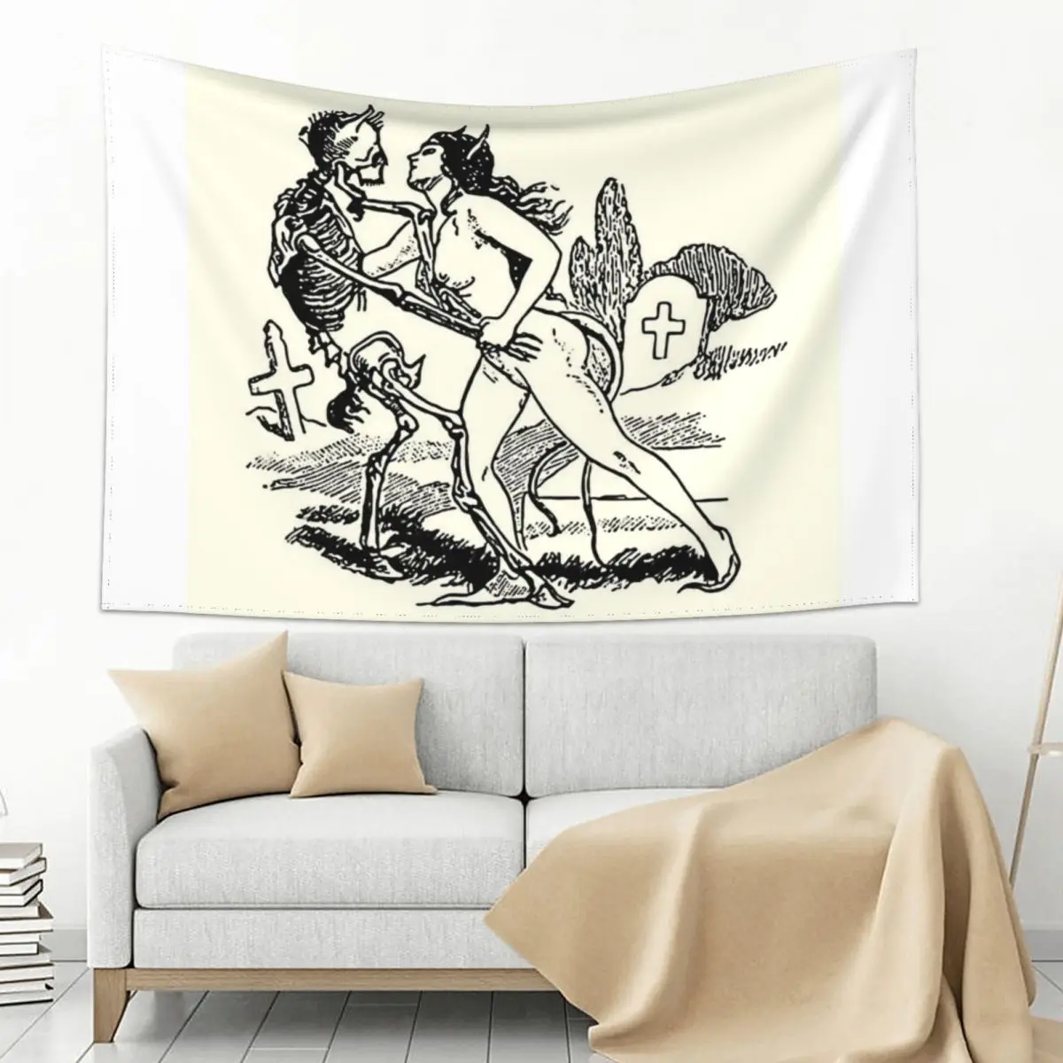

Demons seduction - black print Tapestry