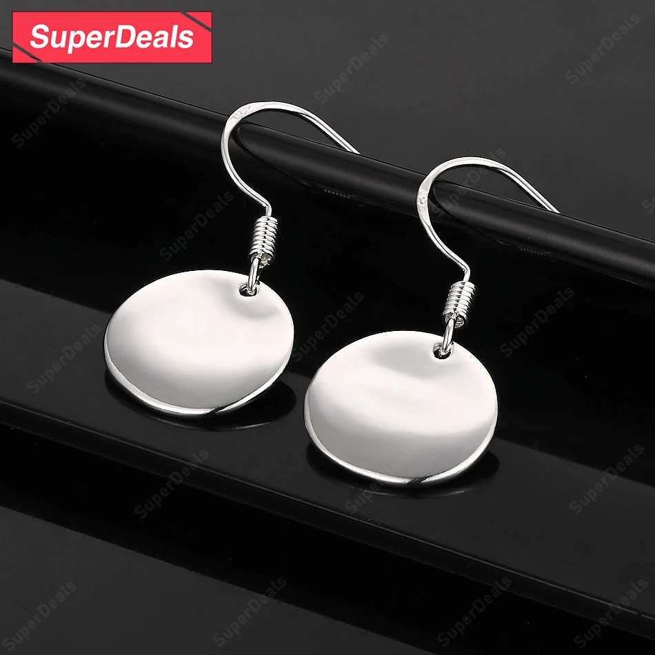 

SuperDeals 925 Sterling Silver Smooth Round Drop Earring For Women Party Engagement Wedding Birthday Gift Fashion Jewelry
