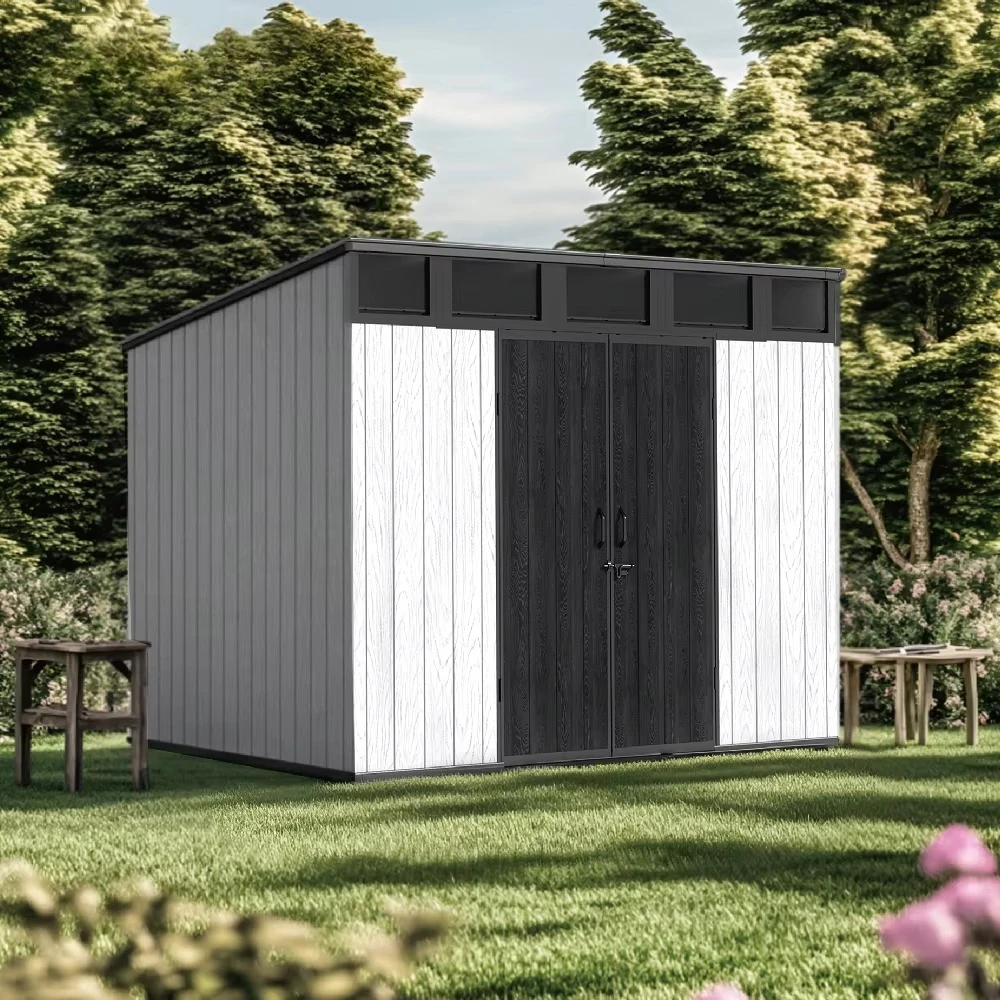 Customize Series 8x10 ft Apex Storage Shed-Patented Under-Hung Hinge Anti-Corrosion Finish 15mm Structural Walls Level 11