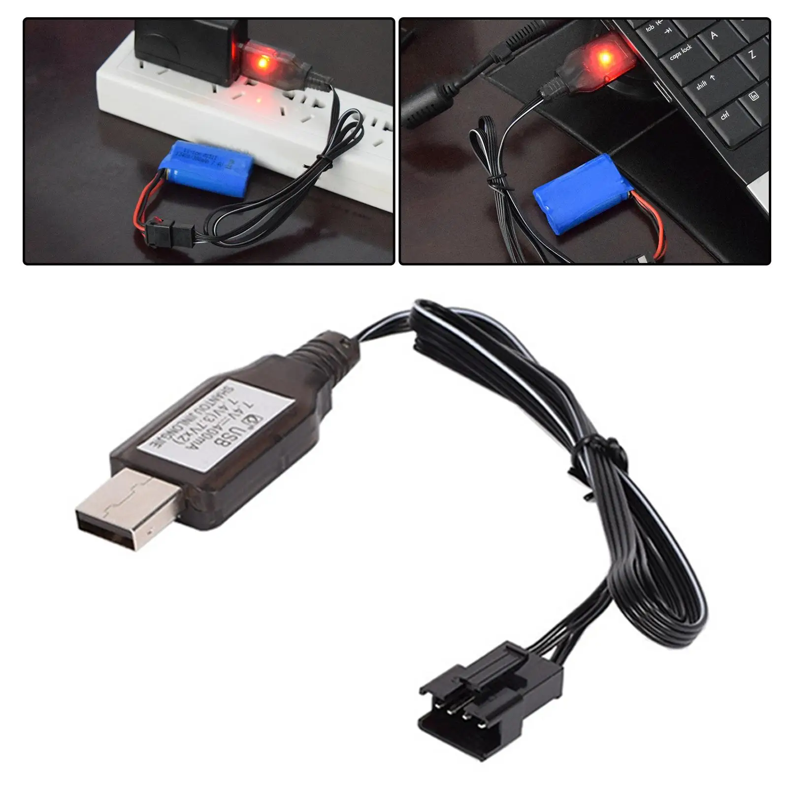 7.4V USB Charging Cable 4-Pin LI Po Battery Backup Battery DC5V SM4P Reverse