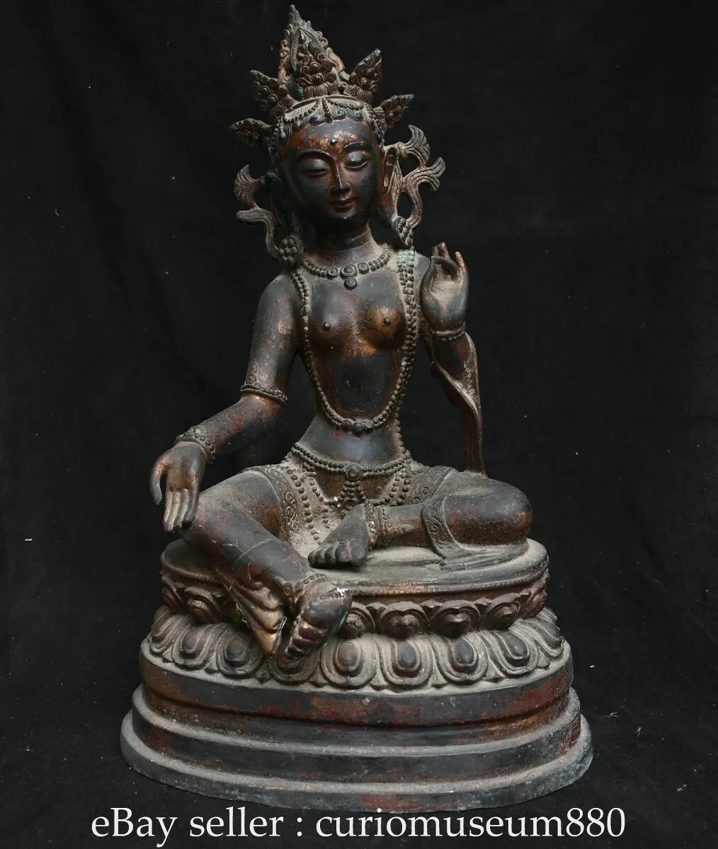

20.4 inch Chinese Old Patina Mahayana Buddhist Statue of Enlightenment -