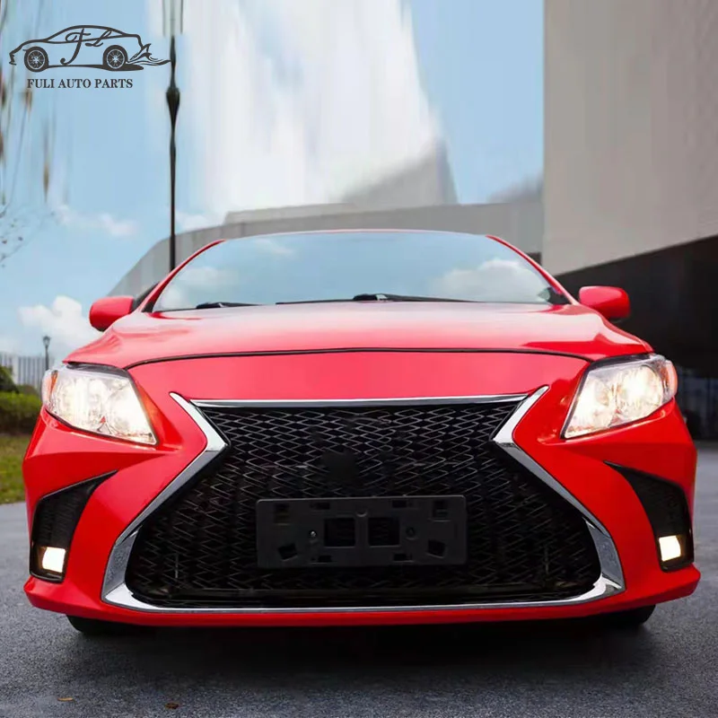 FULI body kit PP material Front bumper grille For Toyota Corolla 2007-2013 Upgrade Lexus Style Car bumpers