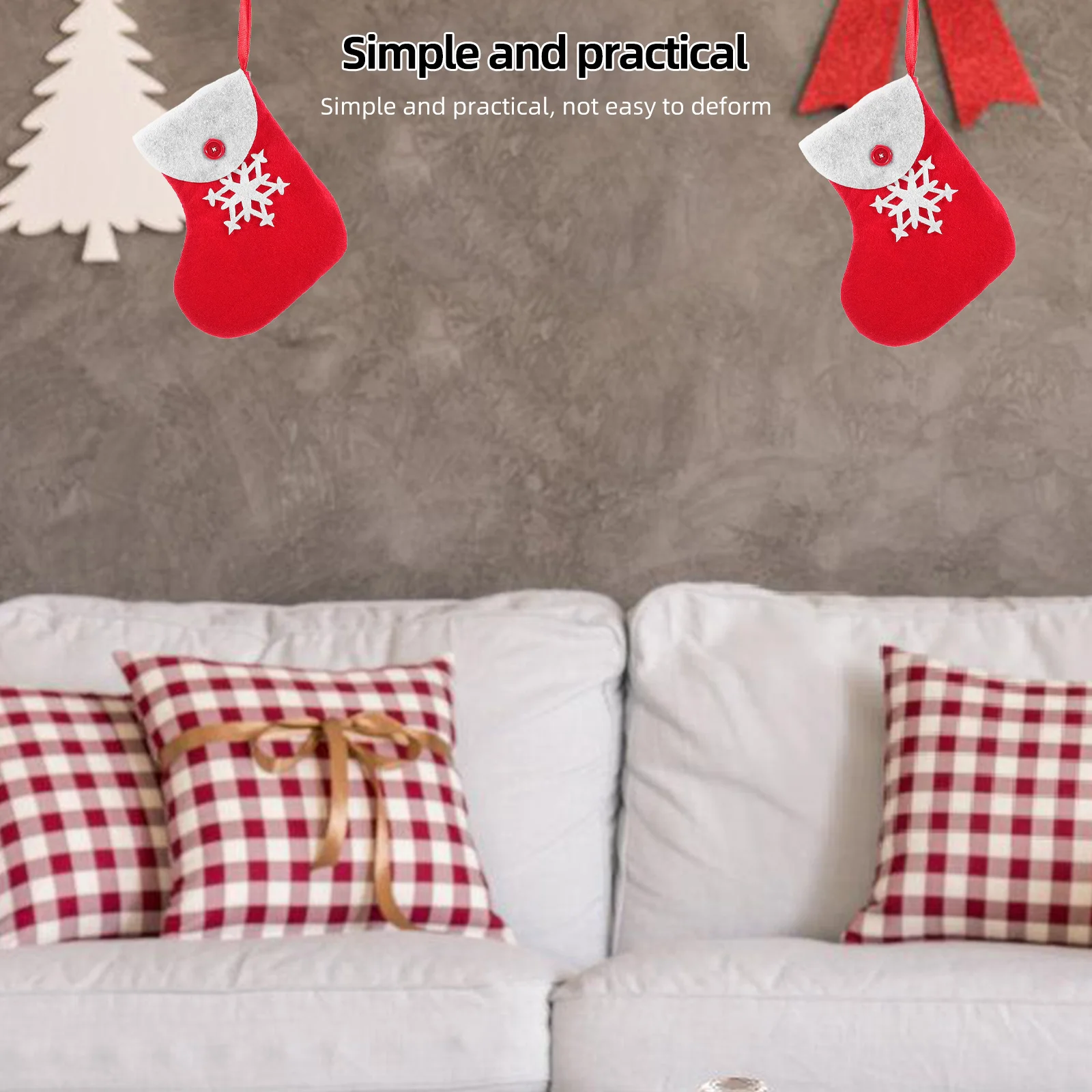 

4Pcs Xmas Fireplace Hanging Stocking Socks Festive Xmas Tree Candy Bag Christmas Party Ornament Christmas Hanging Socks