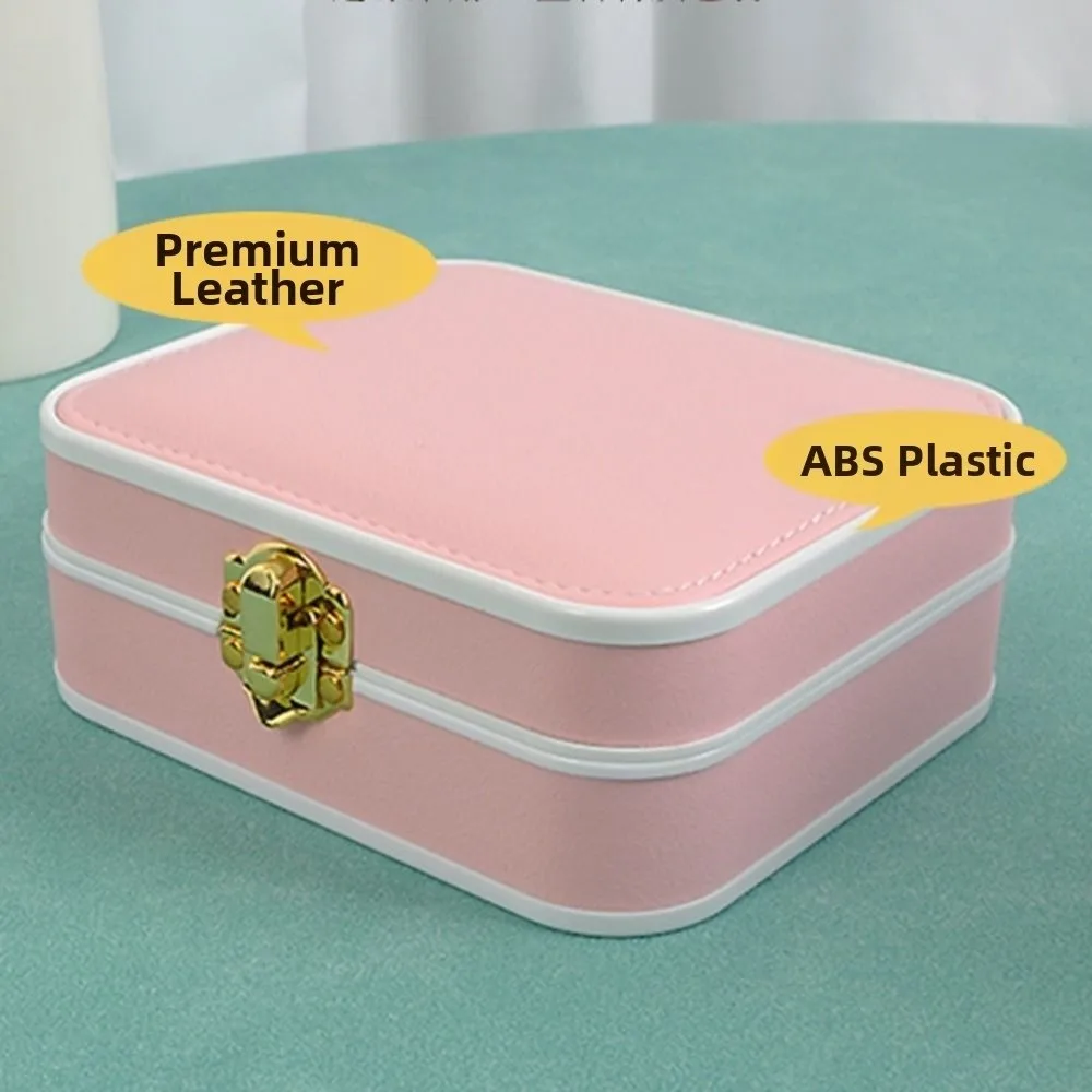 PU Leather Lockable Jewelry Box Lockable Portable Travel Jewelry Organizer Vintage Double Layer Double Layer Jewelry Box Women