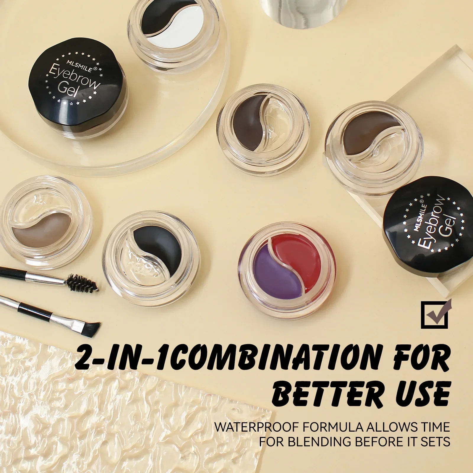 Crème pour sourcils, Gel de tatouage coloré et lisse, Eyeliner imperméable longue durée, cosmétiques pour sourcils avec brosse à sourcils