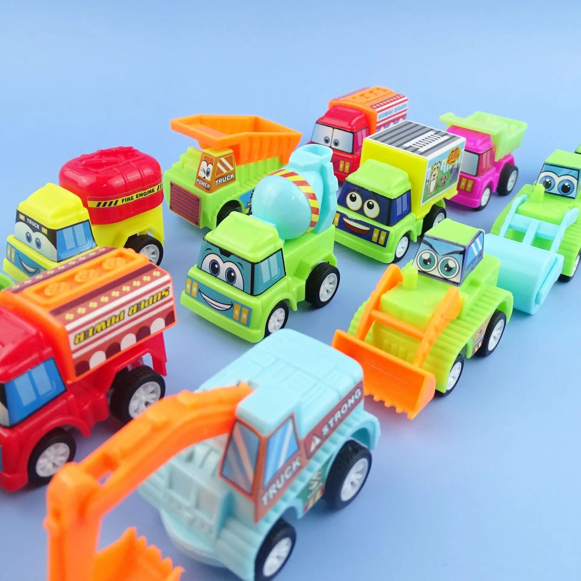 5 Stuks Kinderen Terugtrekken Auto Speelgoed Mini Plastic Cartoon Engineering Auto Serie Speelgoed Kleuterschool Cadeau Twisted Ei Traagheid Auto Speelgoed