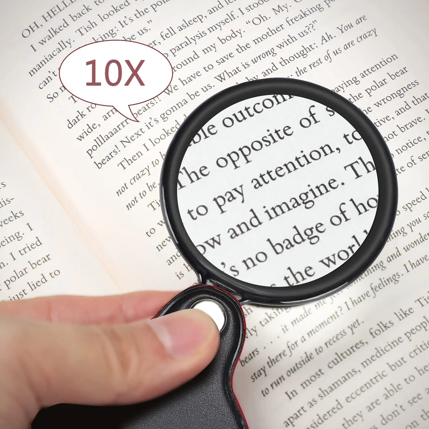 10X Mini Pocket Magnifier Folding Magnify Glass with Rotating Protective Holster Coins Jewelry Loupe for Kids Senior Reading