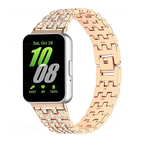 삼성 갤럭시 핏 3 용 다이아몬드 스트랩 갤럭시 핏 3 용 스마트 시계 밴드 삼성 갤럭시 핏 3 금속 팔찌 correa 용 손목 밴드