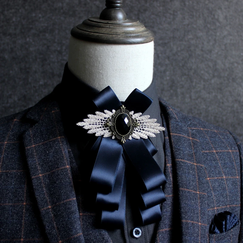 Fashion New Casual Multilayer Bowtie Diamond Brooch Rhinestone Red Bow Tie  Set Wedding Groom Groomsmen Pocket Square Men