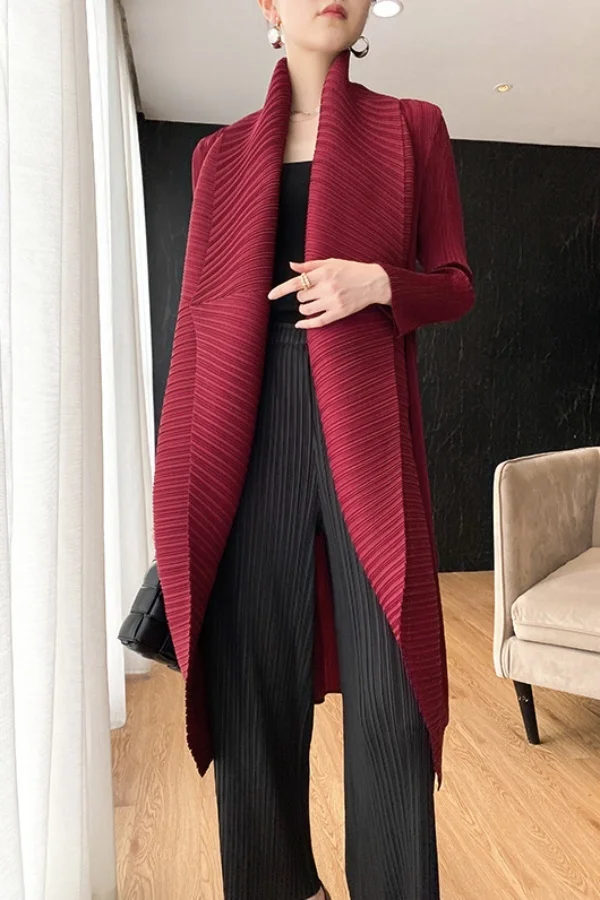 

Brown Trench Women'S Coat Thick Printed Design Designer Buckle Mid Versatile Zipper Tight Waist Split