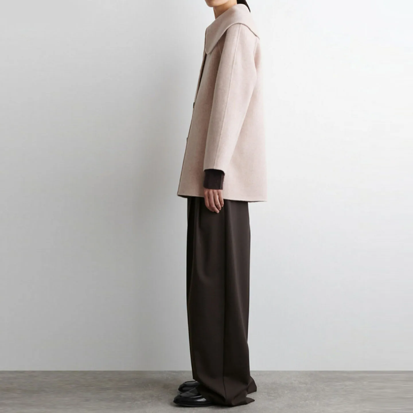 معطف أنيق ذو وجهين بياقة من ماركة Z، ملابس خارجية صوفية للنساء، إصدار جديد لخريف 2025 بتصميم راقٍ