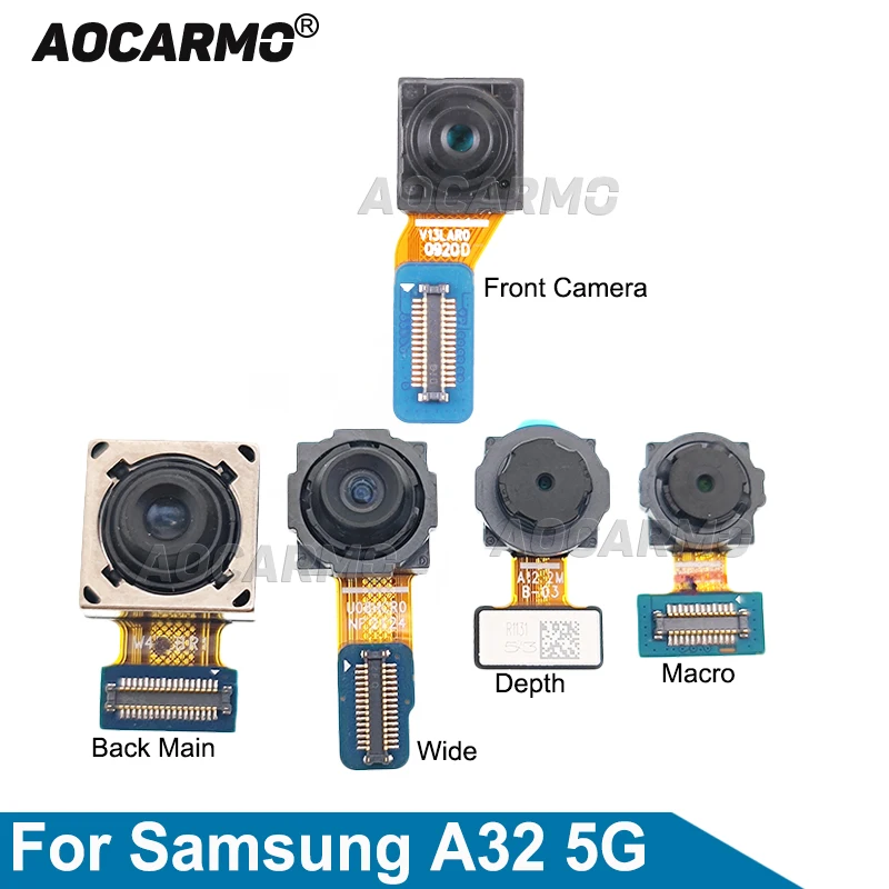 

Aocarmo For Samsung Galaxy A32 5G Front Facing + Back Main Rear Ultra Wide Depth Macro CamaeraModule Flex Cable Replacement Part