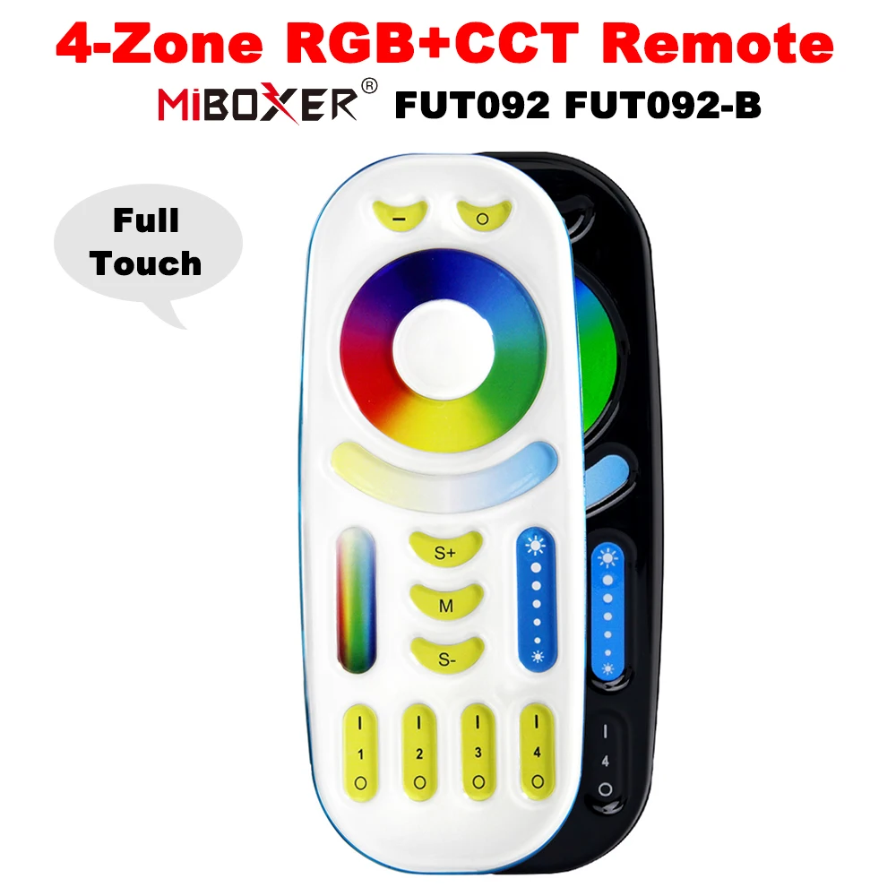 Miboxer FUT092 4-Zone 2.4GHz RF RGB CCT/RGBW/Single Color Touch Dimming Switch Remote Controller Fo LED Lamp/Contoller