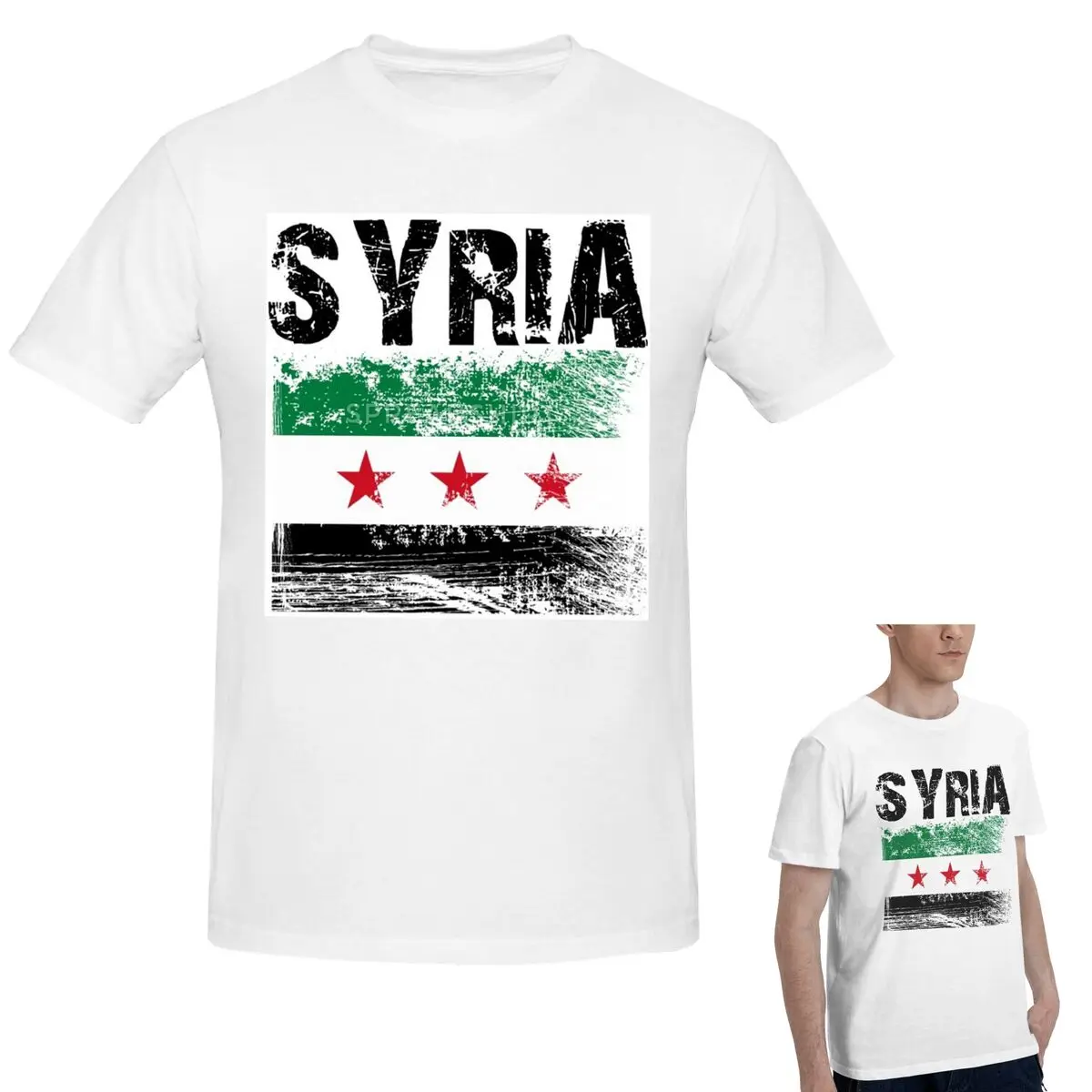 

Футболка из 100% хлопка с флагом Сирии, мужская модная футболка большого размера, мужские летние рубашки с круглым вырезом, топы, S-6XL