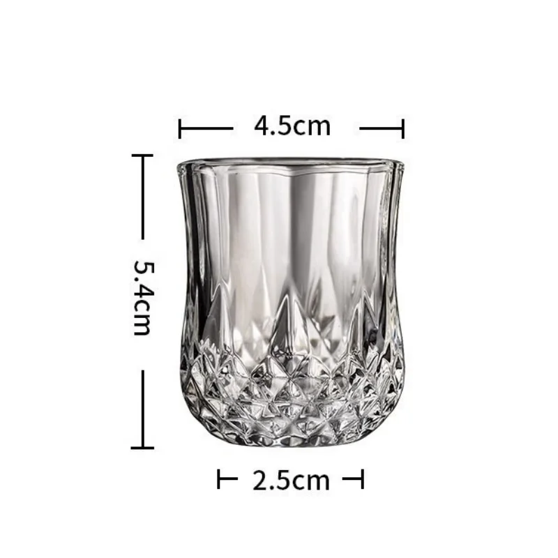 6 قطعة كوب ويسكي الزجاجي الروم Liqueur زجاج صغير النار الإبداعية الماس على شكل خمر الإغاثة كوب المنزلية حفلة بار أدوات الشرب