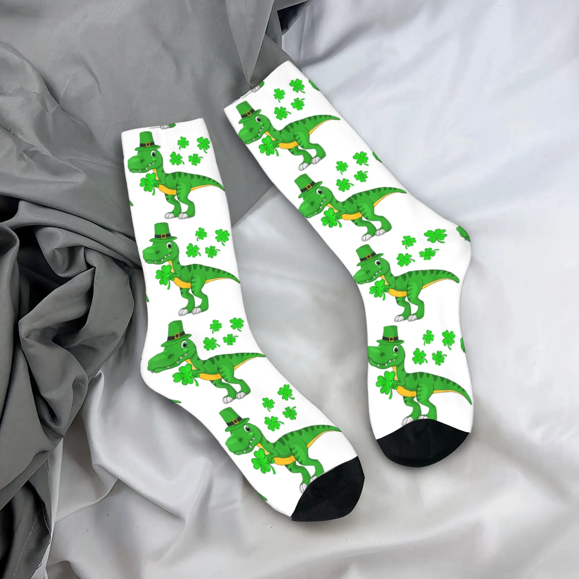 

Носки Dino St Patricks Day с графическим рисунком, противоскользящие носки для взрослых, мужские носки, мягкие зимние винтажные спортивные носки для активного отдыха