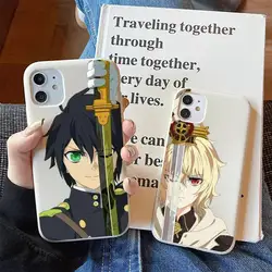 Anime Seraph of the end Mikaela Hyakuya Phone Case for iPhone 11 12 13 Mini Pro Xs Max 8 7 6 6S Plus X XR Solid Candy Color Case