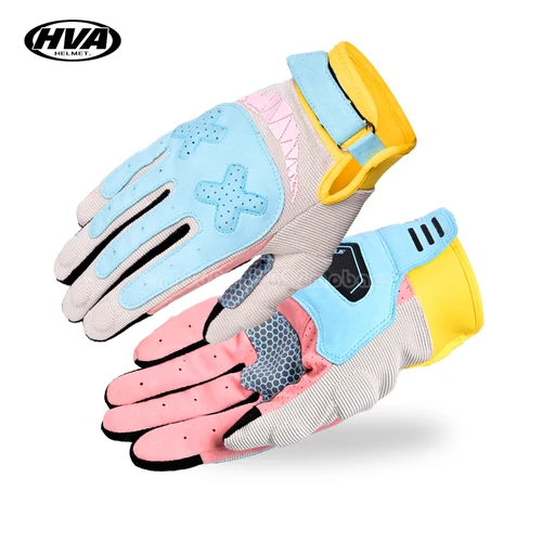 Imagen 2 del producto Guantes de verano para motos hombres mujeres Guantes de carreras de Motocross HVA guantes deportivos protectores de dedo completo Guantes de conducción para conductor de Moto