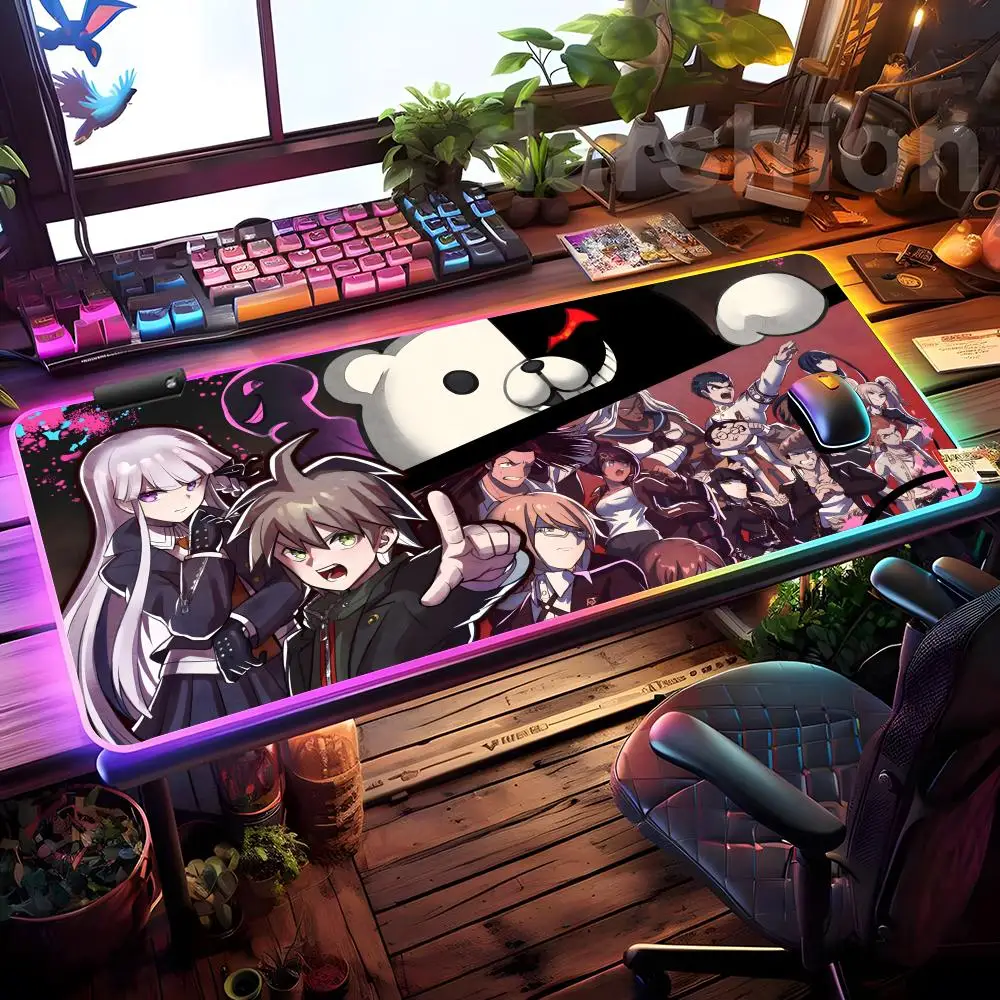 

Игровой коврик для мыши в стиле аниме Danganronpa, коврик для мыши с HD-печатью, компьютерные геймеры, запирающийся край, нескользящий коврик для мыши RGB, XXL90x40 см, клавиатура