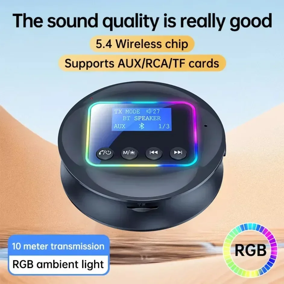 2 In 1 Bluetooth 5.4 Receiver Transmitter Wireless Audio Adapter AUX RCA Coaxial Display Screen for PC TV Car HiFi Music