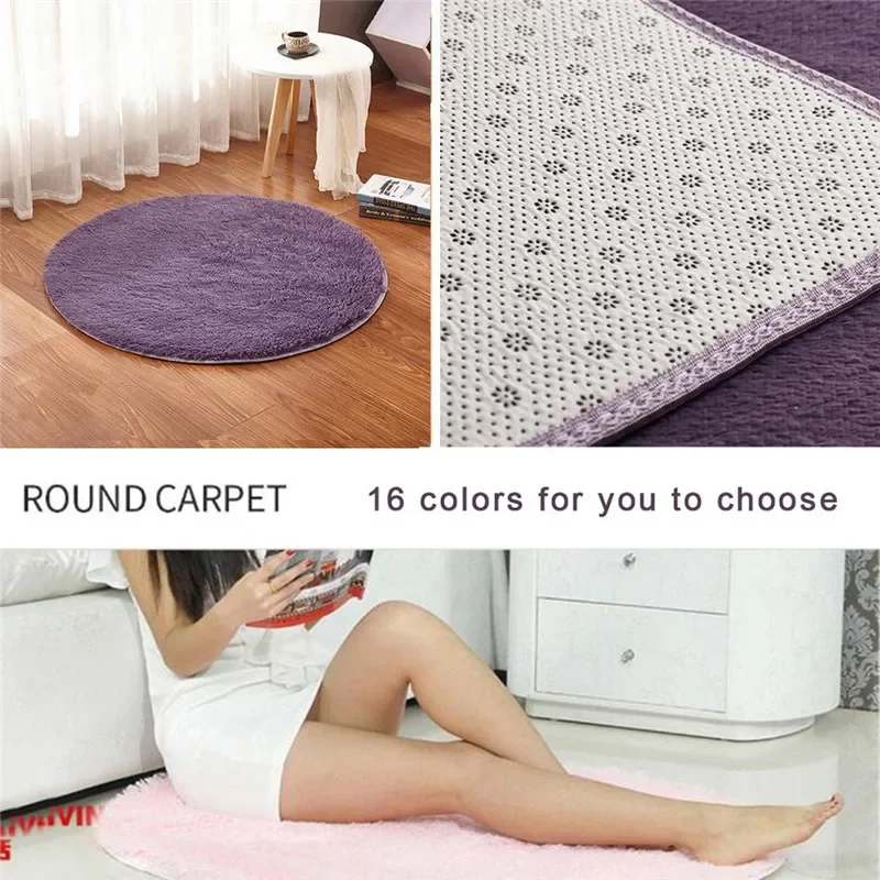 Shaggy Fluffy Round for Living Room Faux Fur Carpet Kids Bedroom Plush Shaggy Computer Chair Upholstery Area Rug mats Circle Rug