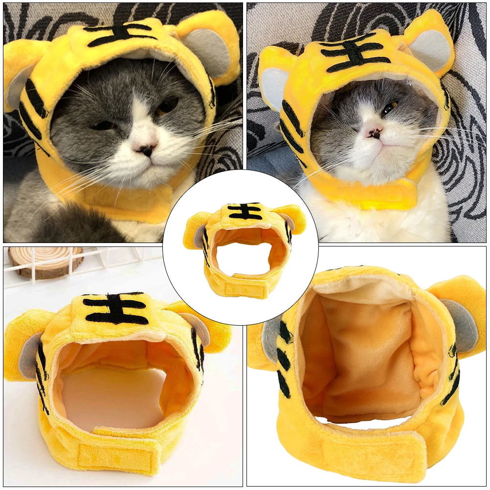 

2 pcs Tiger Bright Colors Fashion Pet Costume Dog Cat Headdress Dress Up Hat Fabric Dog Cosplay Hat Cosplay Party