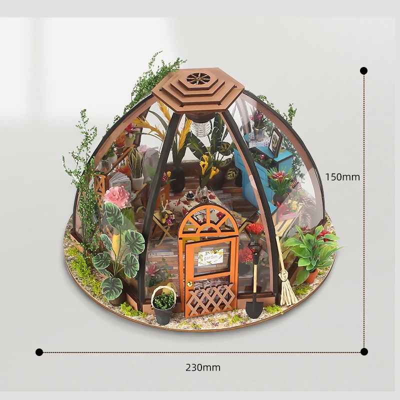 Kit di costruzione assemblati per sala da fiori 3D creativa Modello con luci Puzzle fai da te in legno Decorazione del desktop Giocattoli Regali per bambini