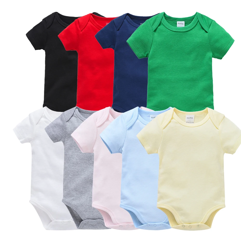 Kavkas 3PCS 5PCS Baby Boys Girls Clothes Solid White Short Sleeve Cotton Baby Bodysuits body bebe 0-24 months Newborn Jumpsuit