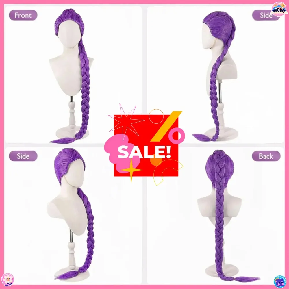 KPOP Demon Hunters Rumi Purple Cosplay Wig, Halloween Party Role Play Wig, Heat Resistant Synthetic Wig, Halloween Daily Gift