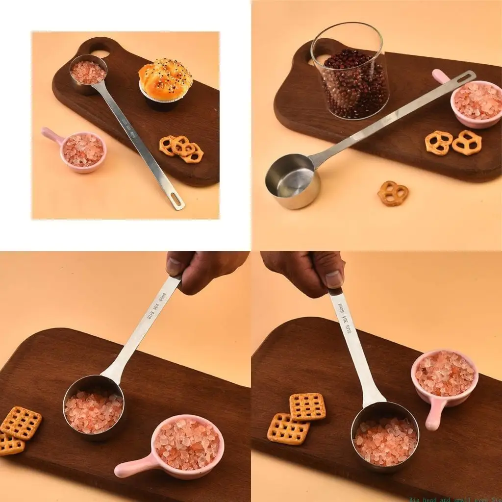 581C Premium 304 Nonrust Steel Long Handle Scoops Functional Baking Measuring Spoon For Coffee Powder And Spices