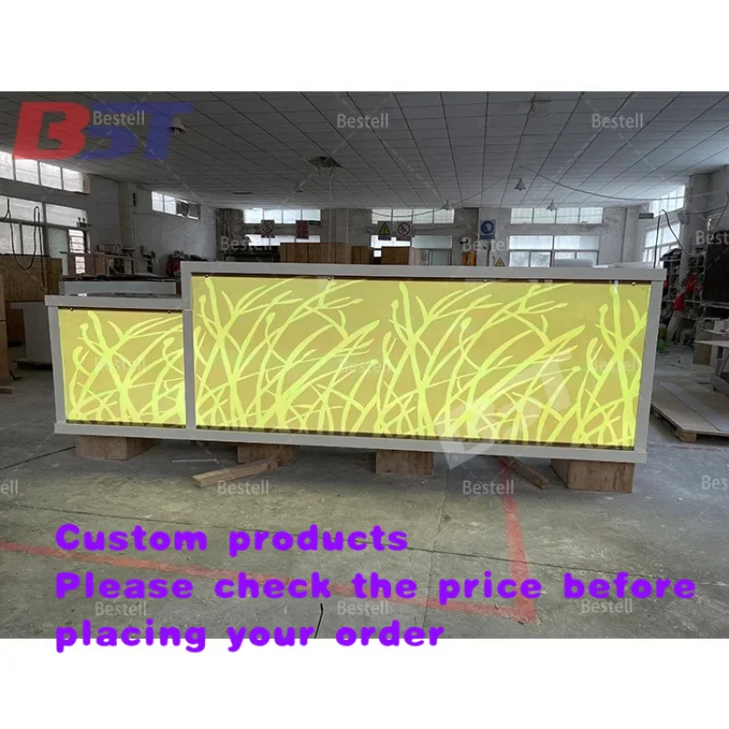 

custom.Restaurant Bar Counter Design Marble Top Blacklist Pattern Modern Ready Made Bar Counter