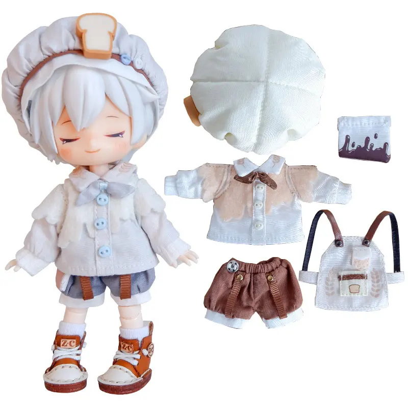 

OB11 Dress Baker's Set Pastry Chef Hat Shirt Shorts Bib Shoes for Obitsu11, Molly , GSC, YMY , 1/12bjd Doll Clothes Accessories