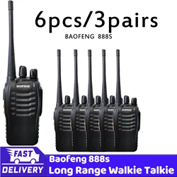 wholesale walkie talkie 6pcs BF 888s UHF 400-470MHz long range two way radios baofeng 16 channels USB charging with earpiece