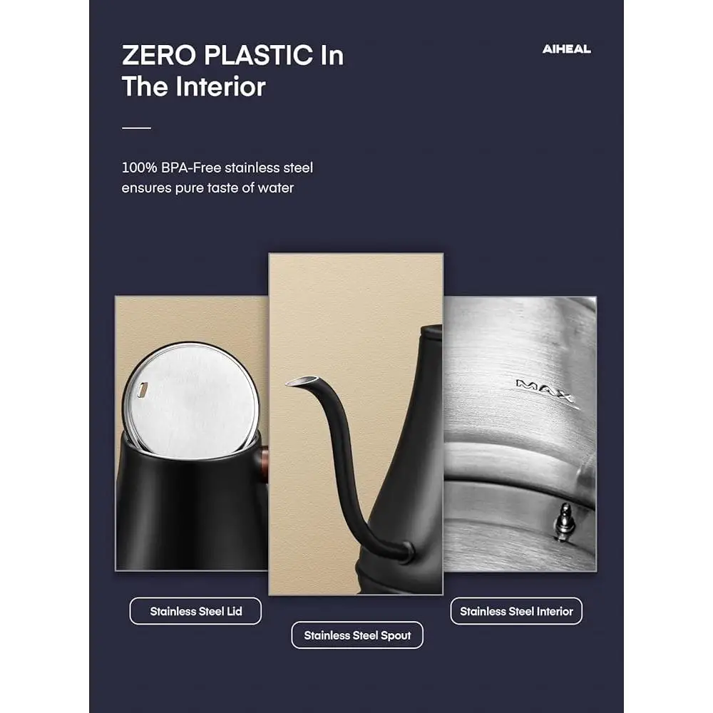 Электрический чайник на гибкой стойке, контроль температуры, прецизионное наливание горячей воды, нержавеющая сталь 304, автоматическое отключение, функция сохранения тепла