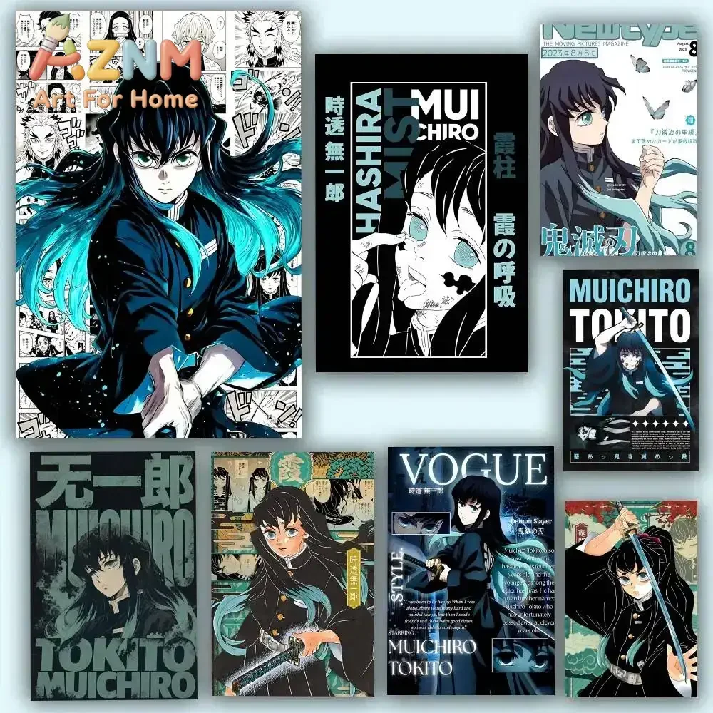 AZNM Demon Slayer Tokito Muichiro Anime Canvas Wall Art Frameless Print Poster for Home Bedroom Living Room Wall Decor