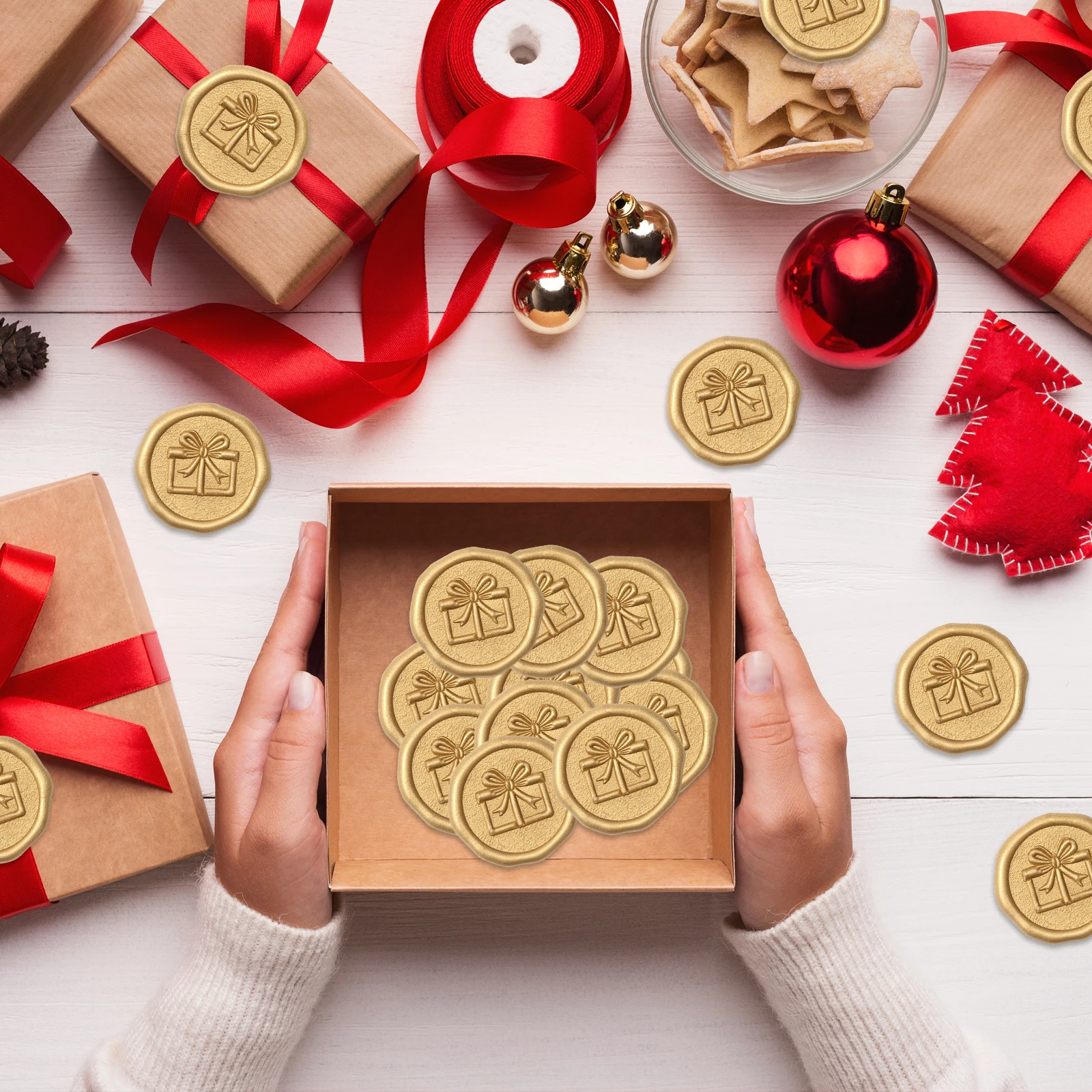 

30PCS Christmas Series Wax Seal Stickers Handmade Envelope Seals Self Adhesive Wax Stickers for Wedding Party Envelope Gift Wrap