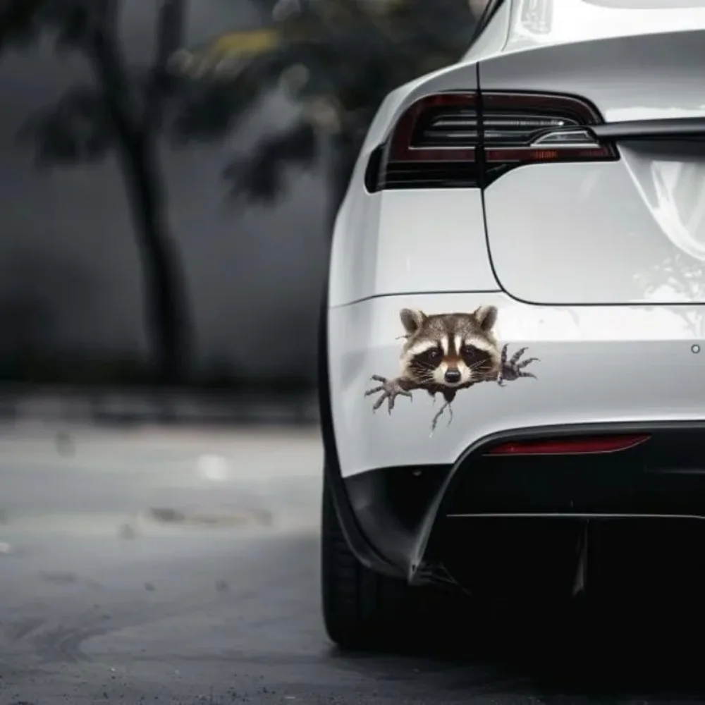 Peeking Raccoon Sticker, Adorable Funny Car Laptop Window Bumper Waterproof Vinyl Decal Sticker Funny Aesthetic Retro Cool