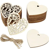 10pcs Heart Shaped Wooden Hanging Ornament Hearts Craft for Wedding Valentine's Day Gift DIY Wood Craft