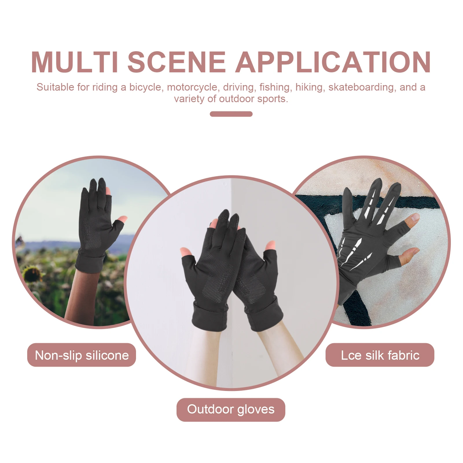 

Sun Protection Gloves Ice Silk Elastic Outdoor Fishing UV Hand Summer Small Work Anti-slip Sports Breathing Durable Texture