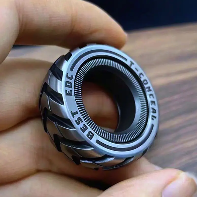 

New edc decompression toy paragraph ring metal mechanical ratchet ring rotating fingertip gyro tide play artifact