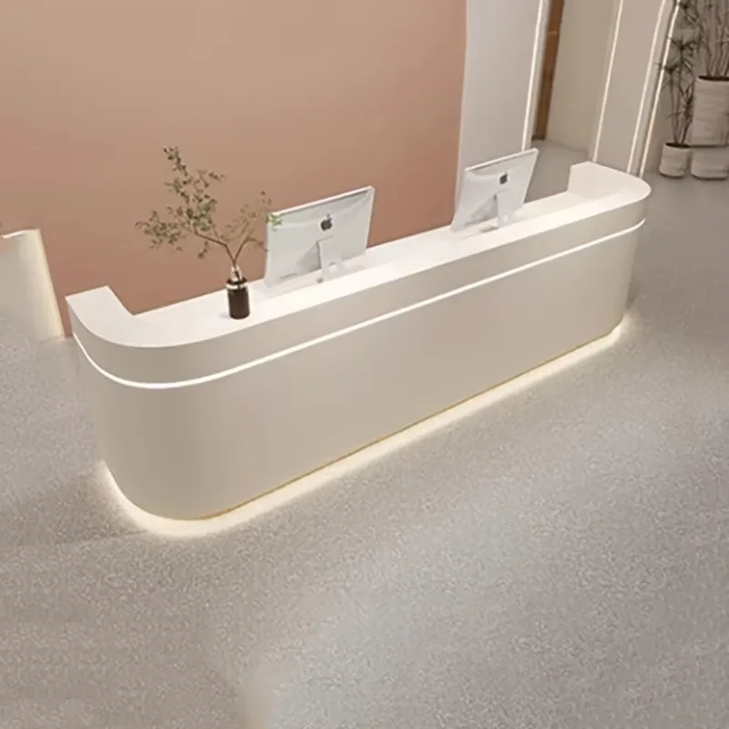 Customized Beauty Bar Counter Cashier Cabinet Fashion Simple Elegant Reception Desks Delicacy Modern Mostrador Office Furniture