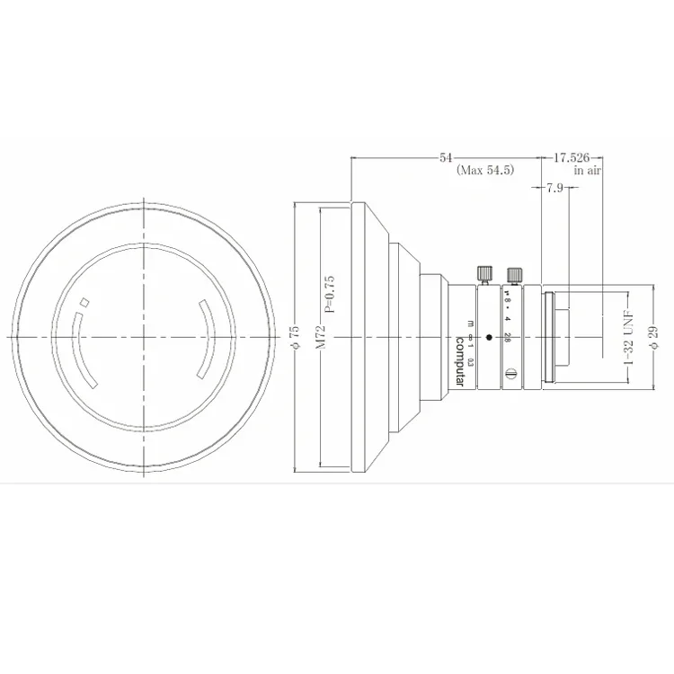다헹 hn-0528-6m-cb2/3 이미징 산업 검사 렌즈 장거리 작업용 머신 비전 카메라용