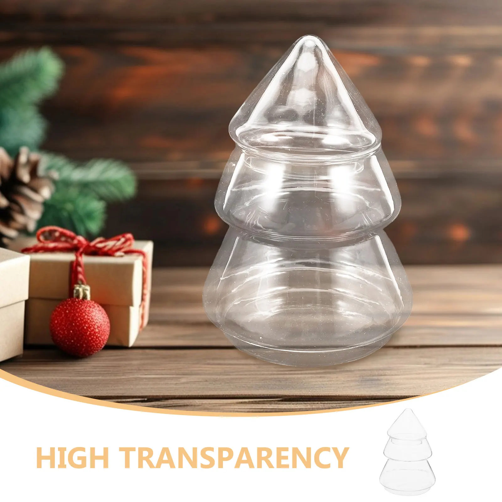 

Glass Christmas Tree Candy Jar With Lid 220ml Transparent Cookie Candy Snack Container Decorative Christmas Tree Storage Jar