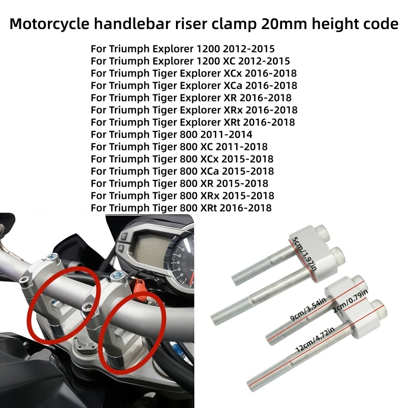 Motorcycle handlebar riser clamp 20mm height code for Triumph Tiger 800 900 Tiger Explorer XC XR Explorer 1200 Tiger800 Tiger900