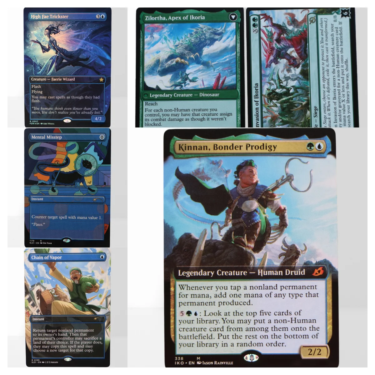 Tarjetas TCG Kinnan Commander Battles Creatures Instants para Kinnan Proxy Mágico, Bonder Prodigy, Mental Misstep, High Fae, Trickster
