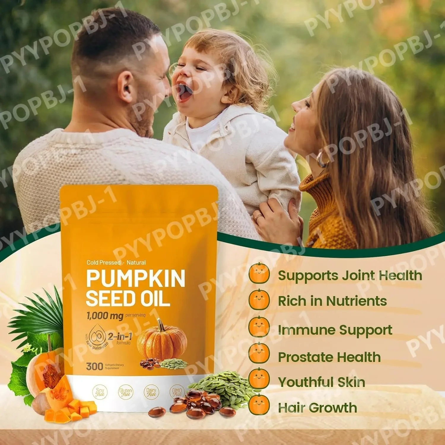 

Pumpkin Seed Oil with Capsules Cold Pressed Pure Virgin Oil Essential Fatty Acids Phytosterols 300 Softgels