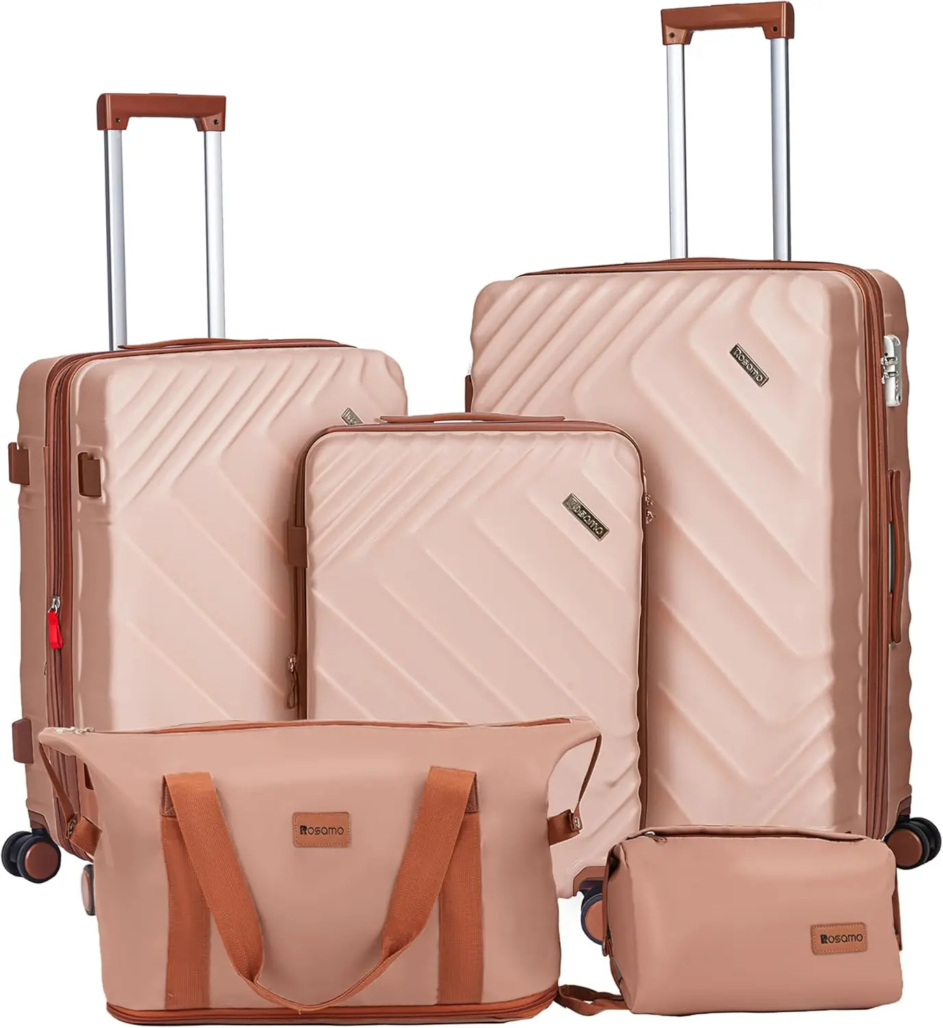 

5-Piece Expandable Luggage Set, Airline Approved Carry-On with Spinner Wheels & TSA Lock, ABS Hard Case in Pink