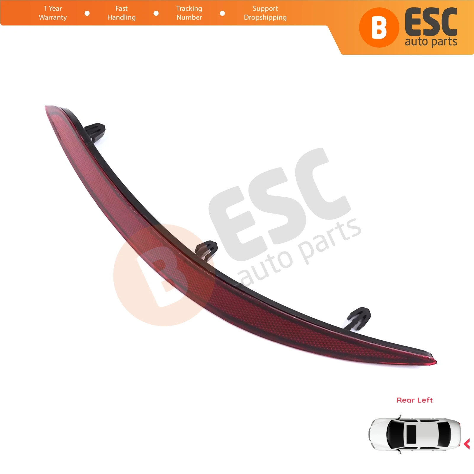 

ESP1172-1 Rear Left Side Bumper Reflex Reflector for Fiat Tipo MK2 356 357 Egea 2015-On 4-Door Sedan 51998151