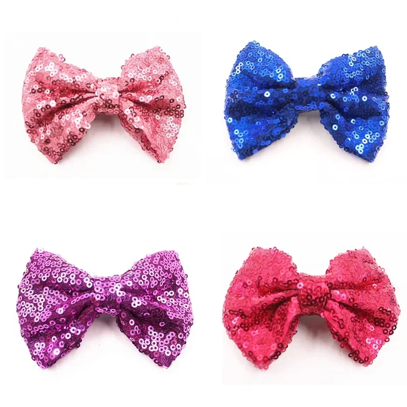 4 Inch Baby Girls Cute Glitter Sequins Hair Clips Boutique Hair Bows Hairpins Kids Hair Accessories Child Stage Headdress